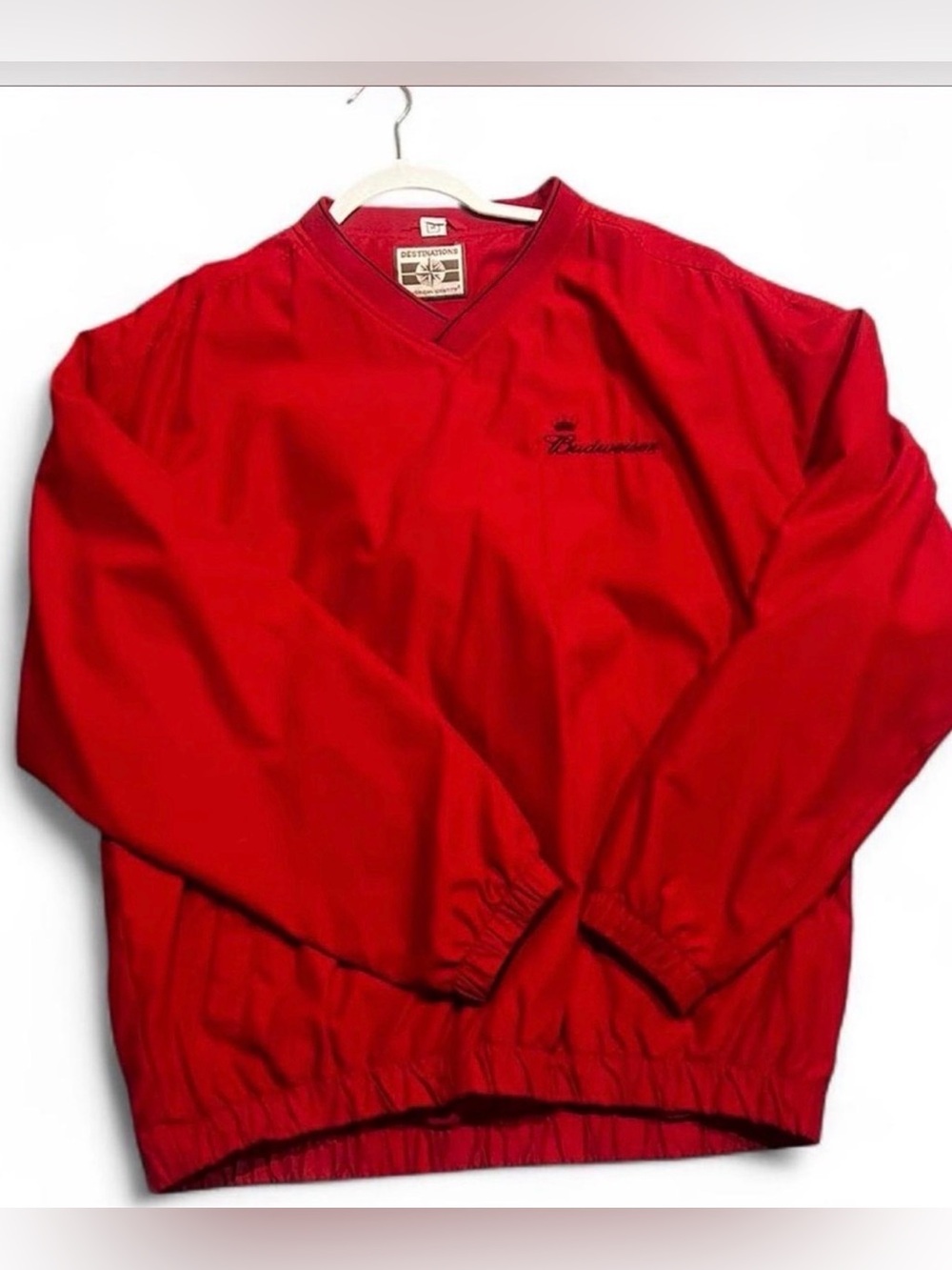 Budweiser Red V‑Neck Windbreaker Pullover